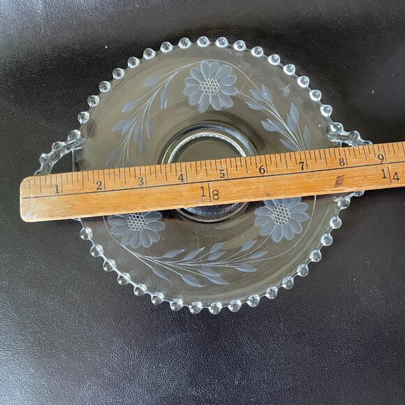 Vintage Imperial Candlewick 2 Handle Serving Plate w/ W.J. Hughes Etching - Picture 5 of 5